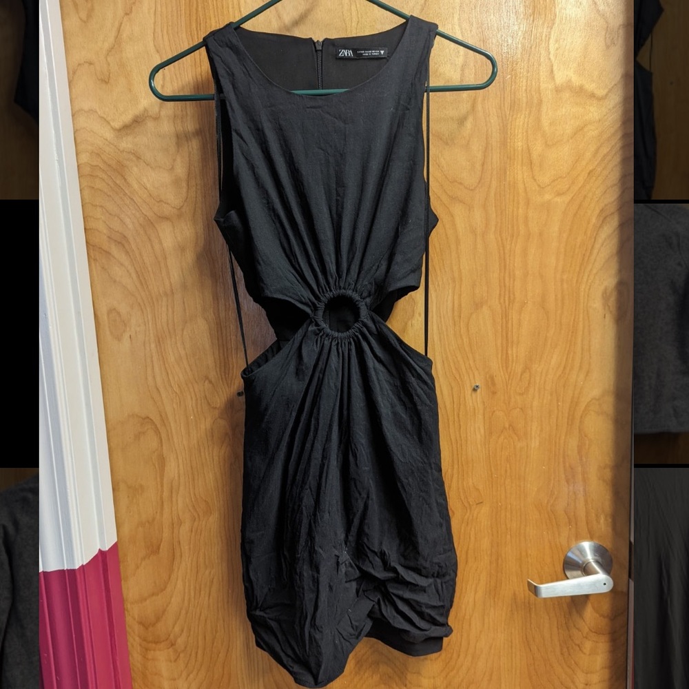 Zara black O-ring cutout dress